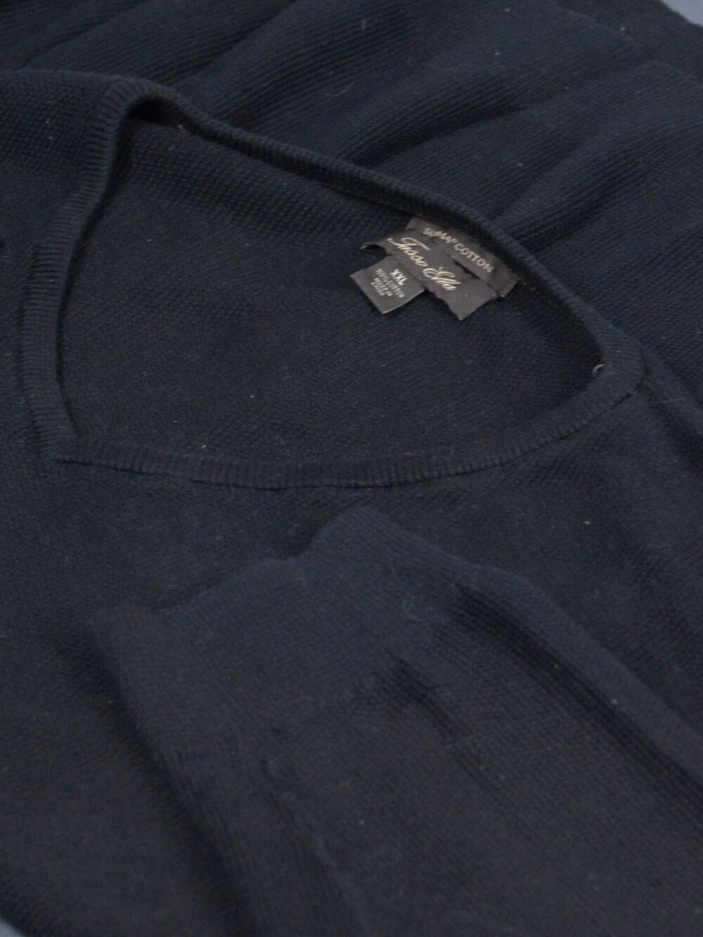 Tasso Elba XXL Black 100% Supima Cotton V-Neck Sweater